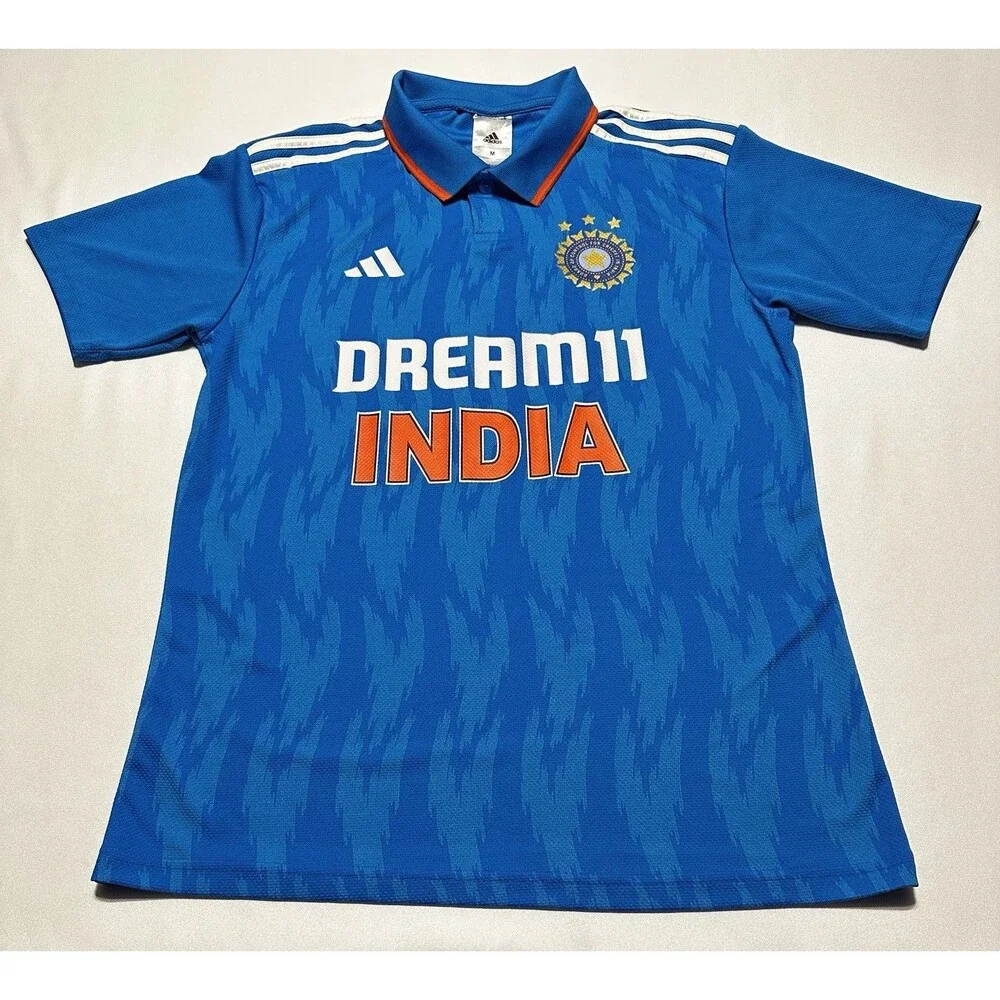 India Cricket Team Dream11 Adidas Jersey Shirt Blue Mens Size Medium